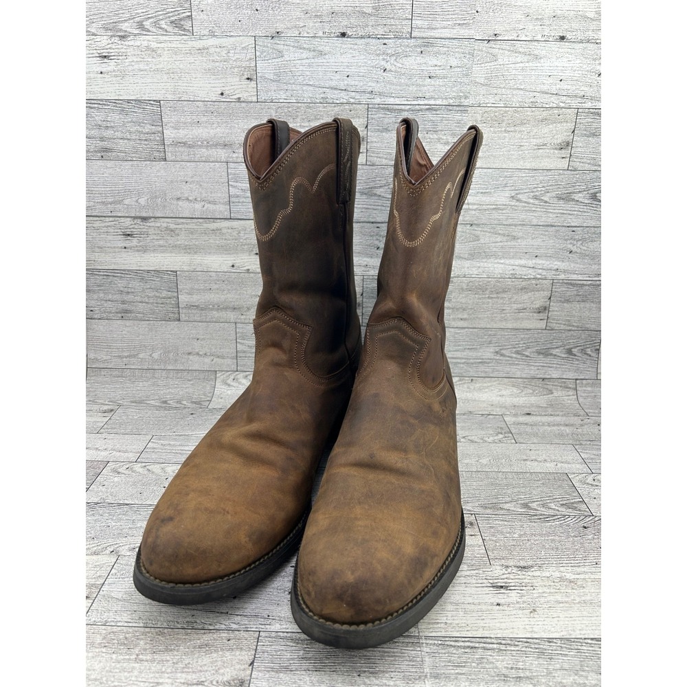 Justin Boots 3902 Men Brown Leather Western Work Cowboy Boots Round Toe Sz 11D